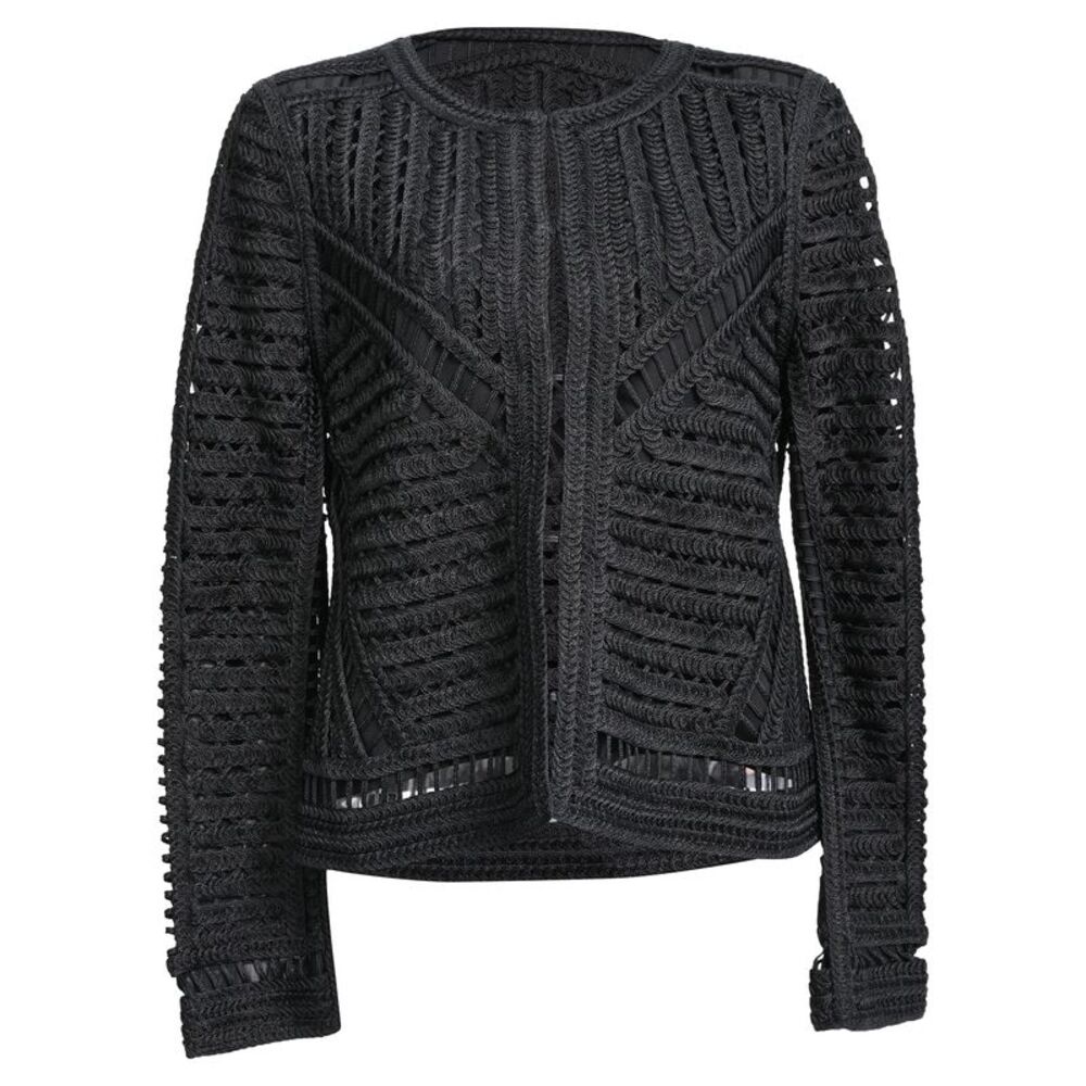 Maje Verone Crochet Jacket in Black Viscose